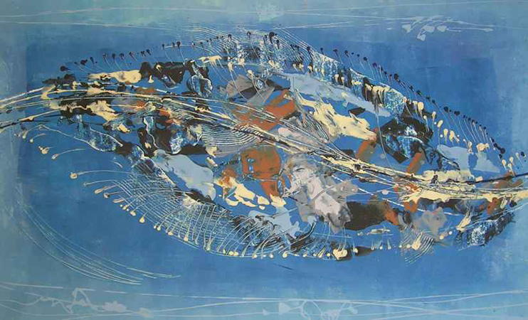 Blaue Feder, 125 x 80, Acryl auf Leinwand, verf�gbar