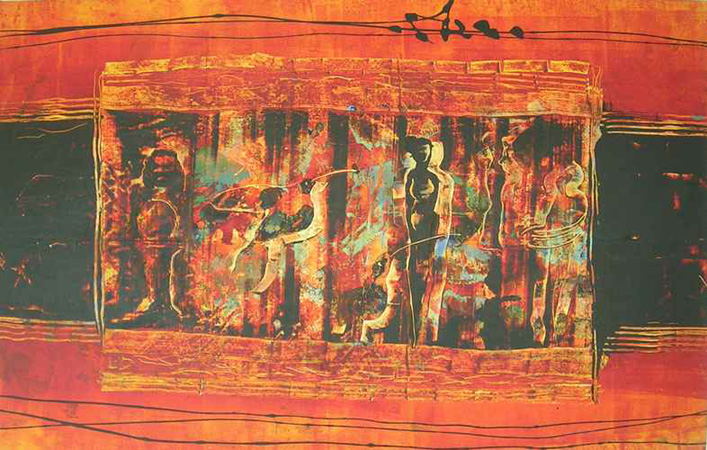 Magische S�ule, 125 x 80, Acryl auf Leinwand,