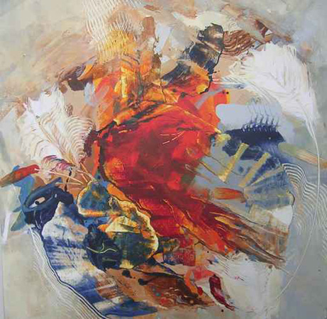 Paradiesvogel, 60 x 60, Acryl auf Leinwand,