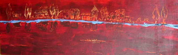 Red Lagoon, 115 x 35, Acryl auf Leinwand, verfgbar