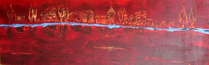 Red Lagoon, 115 x 35, Acryl auf Leinwand, verf�gbar