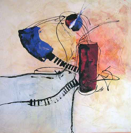 Zwischenspiel, 80 x 80, Acryl auf Leinwand,