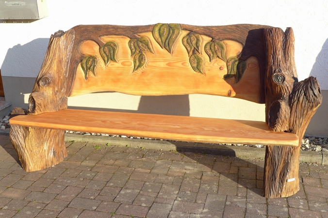 Bank mit Stammbaum, Eiche, 220 cm